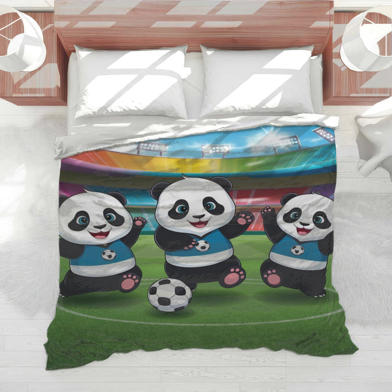 Dessin de l'édredon de soccer Panda, Très grand lit