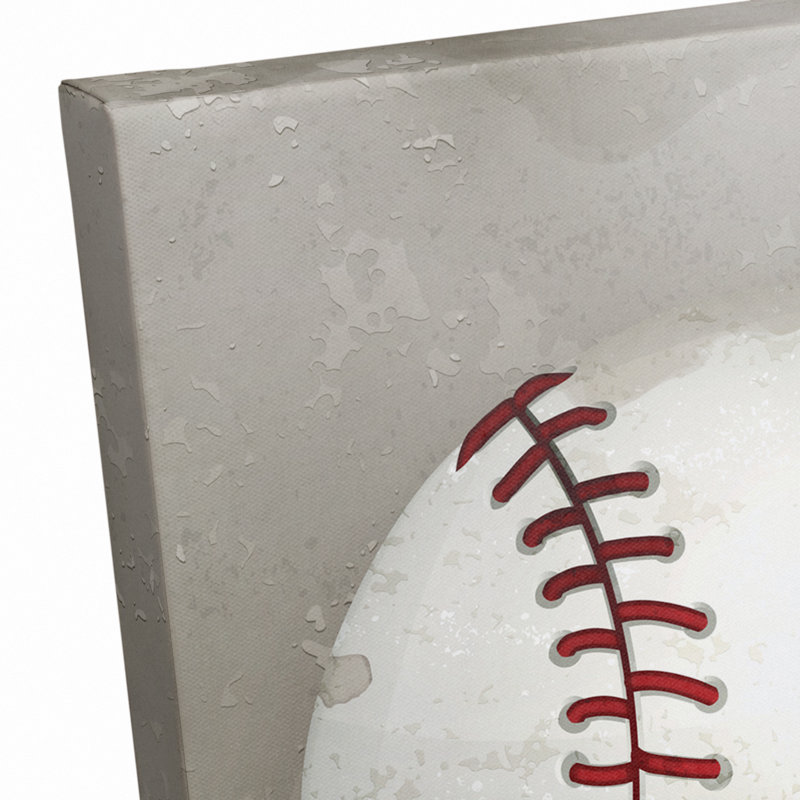 Art sur toile de baseball peint Zena, H 14 po x l 11 po x P 1,25 po
