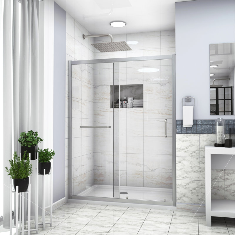 Sophisticated Shower Door 60" W X 72"H Single Sliding Bypass Shower Enclosure, Chrome