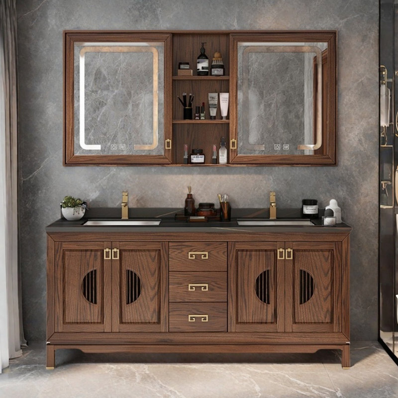 Armoire de salle de bain rétro chinoise haut de gamme, 70.8" W