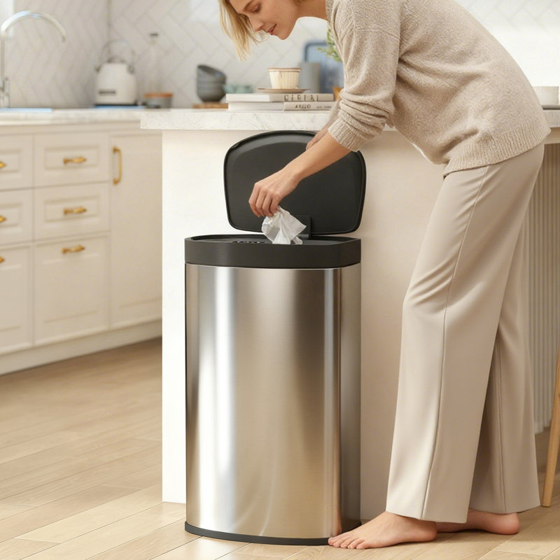 HOMCOM 55L Sensor Bin, Automatic Touchless Kitchen Bin, Silver Tone