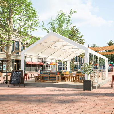 Grand abri de fête de 16 pi x 32 pi - base stable, parois latérales amovibles et 3 sacs de rangement pour la tente de plein air, le camping et les rassemblements de jardin