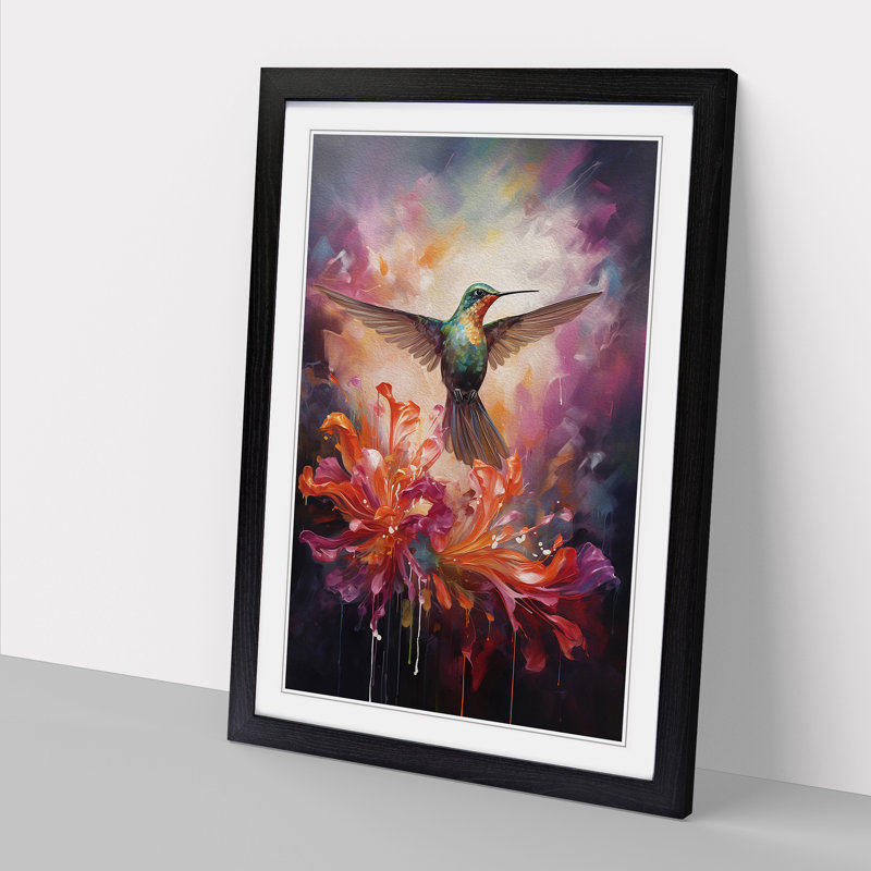Hummingbird Contemporary No.2 - Framed Print, 64cm H x 46cm W x 2cm D, Black Framed
