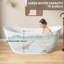 Baignoire de trempage autoportante autoportante autoportante en acrylique L 59 po x l 27 po avec drain escamotable amovible chromé