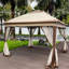 Pavillon de jardin 11 pi x 11 pi avec filet à fermeture à glissière amovible, structure antirouille pour l'eau, protégé pour la cour arrière, auvent escamotable d'exposition 11 pi x 11 pi Filet de protection en filet. Fabrication en acier. . Pour le patio. Café