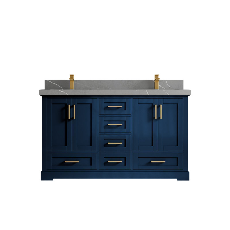 Ensemble de meuble-lavabo double 60 po Esin, Gris Piatra