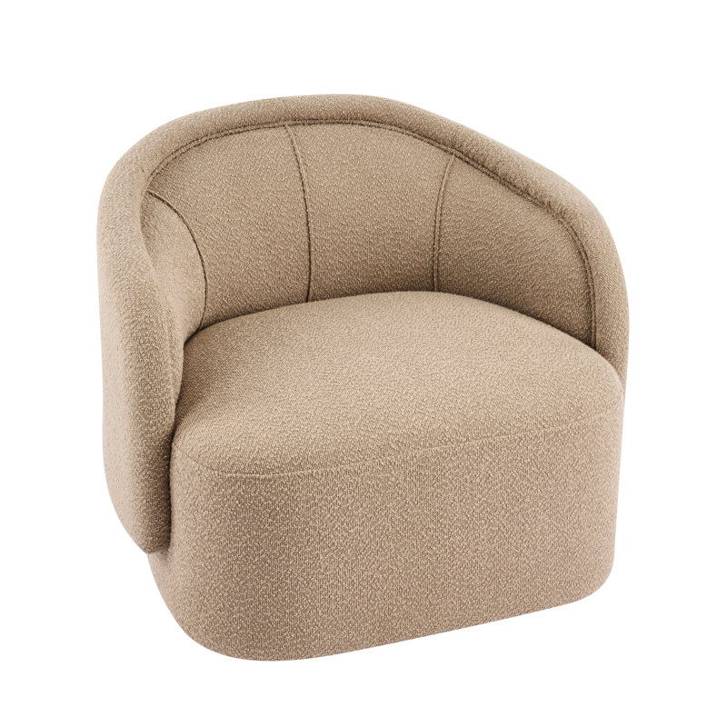 Amanda Curved Boucle Accent Chair, Espresso