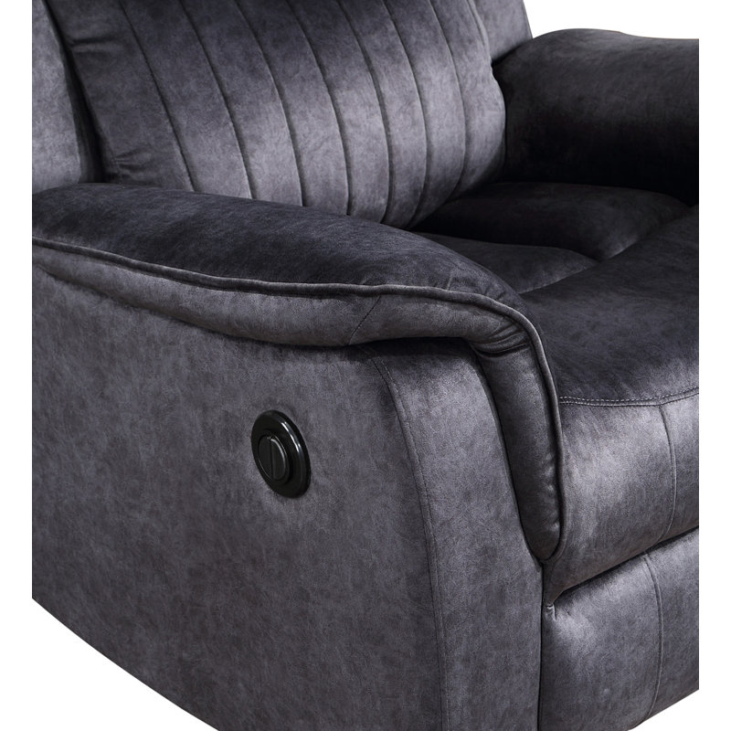 Chair W/ Pillow Top Armrests, Blue/Gray Polyester, Manual Recliner