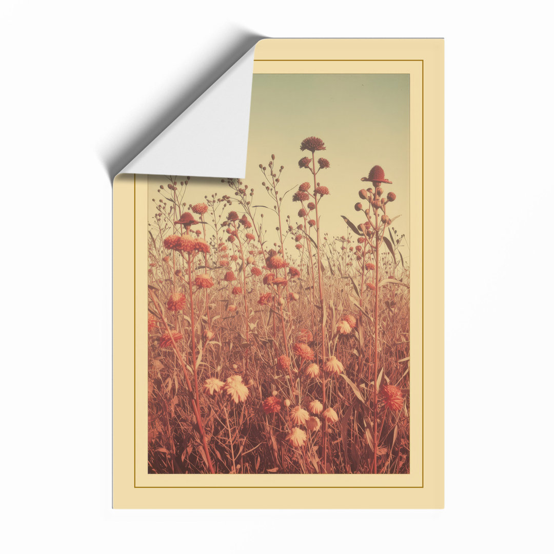 Wildflower Field at Dawn Japandi - Framed Print