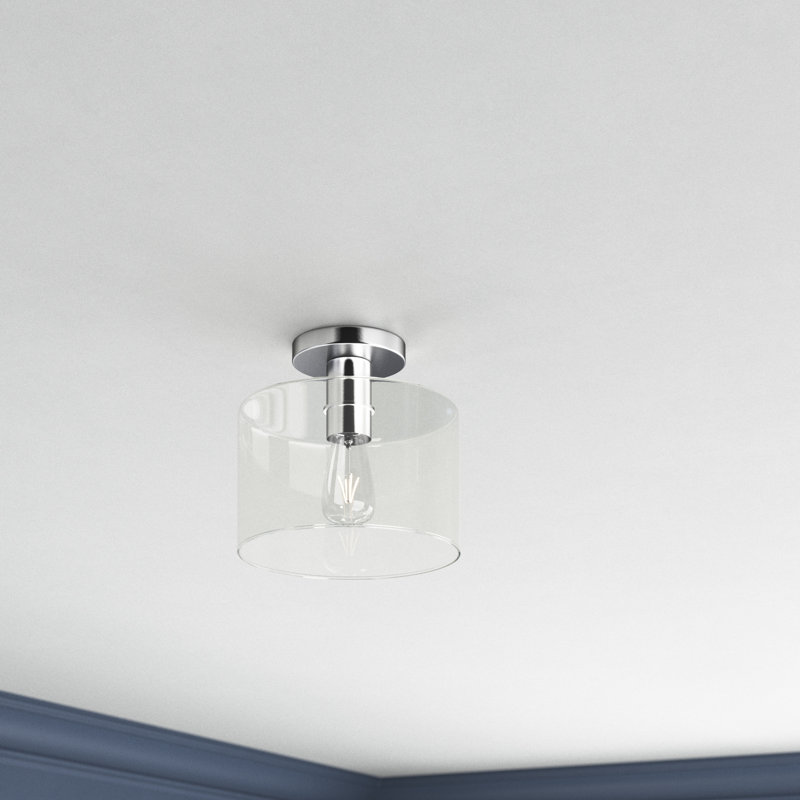 Henri Glass Semi Flush Mount, Matte Black, Clear