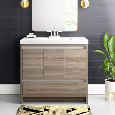 36.5" Single Bathroom Vanity With Cultured Marble Top