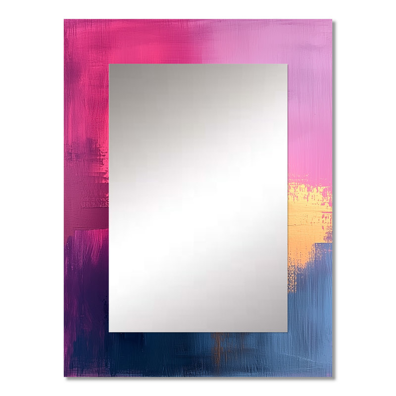 Blakc et rose se rencontrent en rêve - miroir d'art linéaire, miroir mural moderne unique, art imprimé en métal