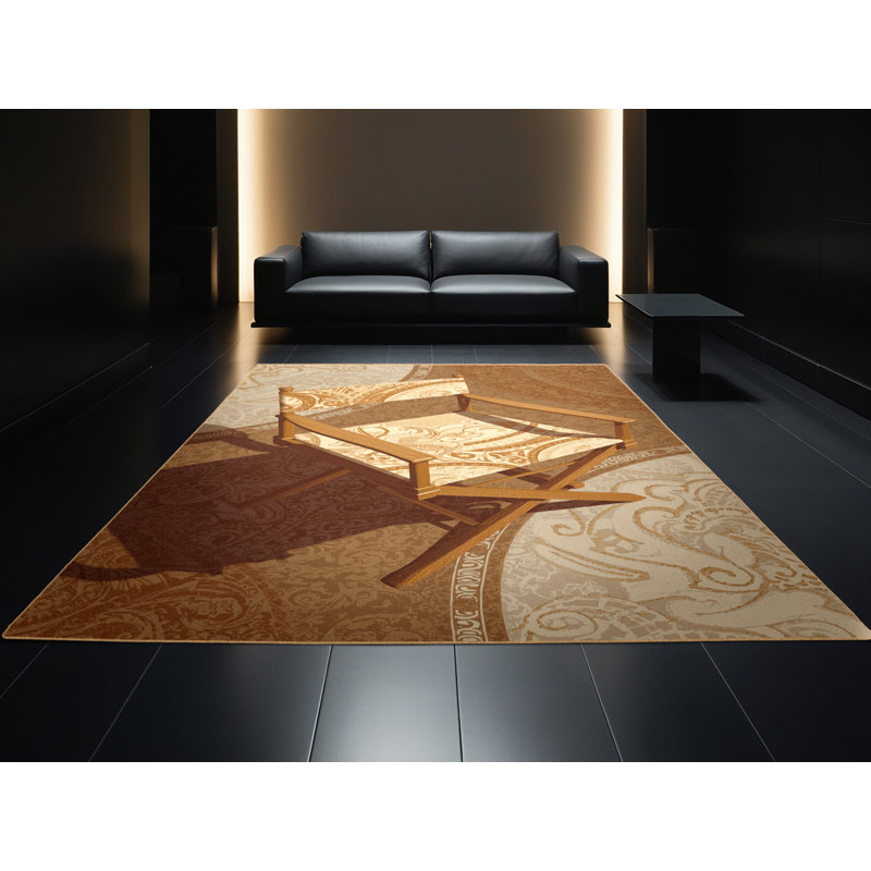 Tapis oriental classique lavable à la machine Osnas en brun - reliure brun clair, 6 X 9