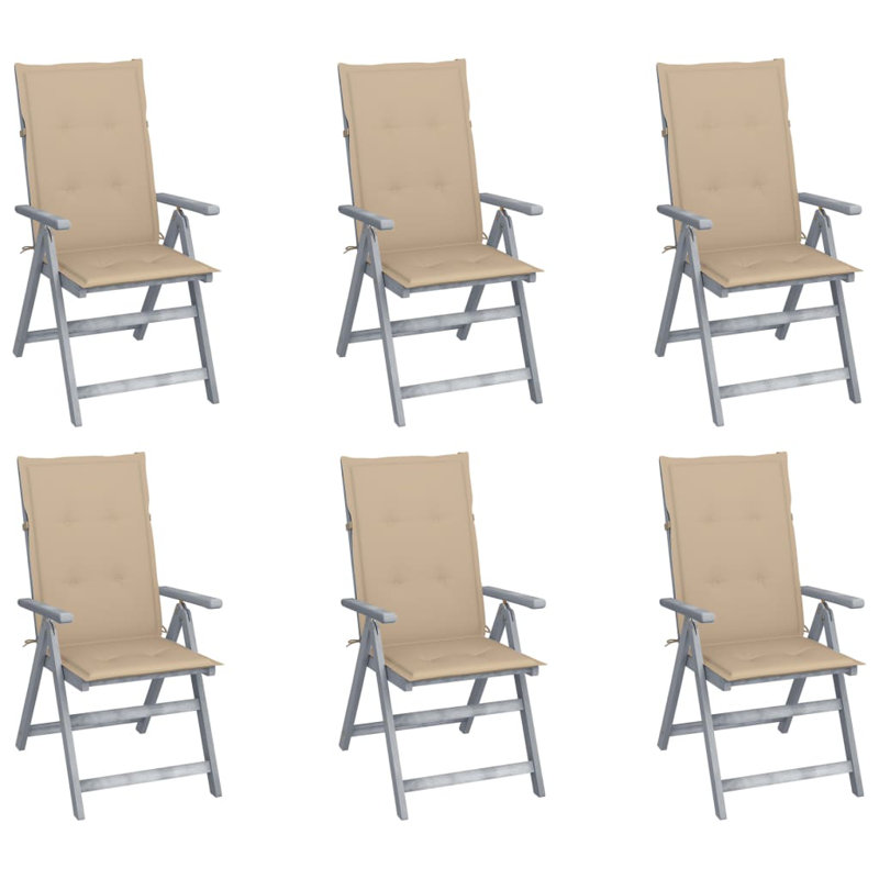 Chaise de patio en acacia avec coussin, Bleu