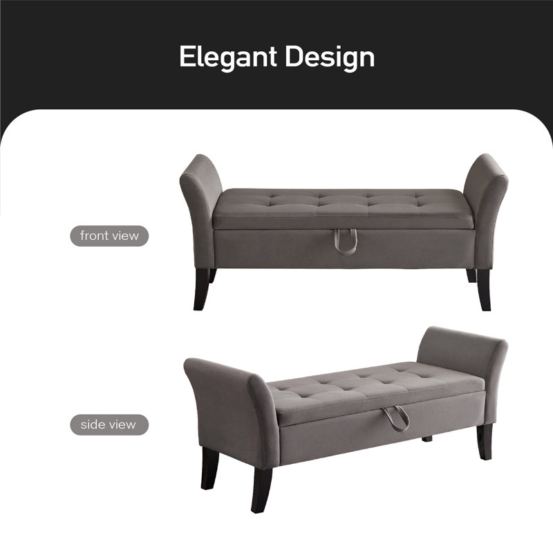 Banc de rangement Guitto, gris