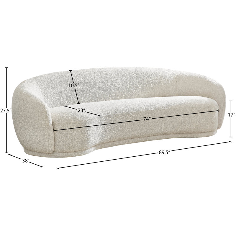 Foyzul 90" Rolled Arm Chesterfield Sofa, Cream Boucle