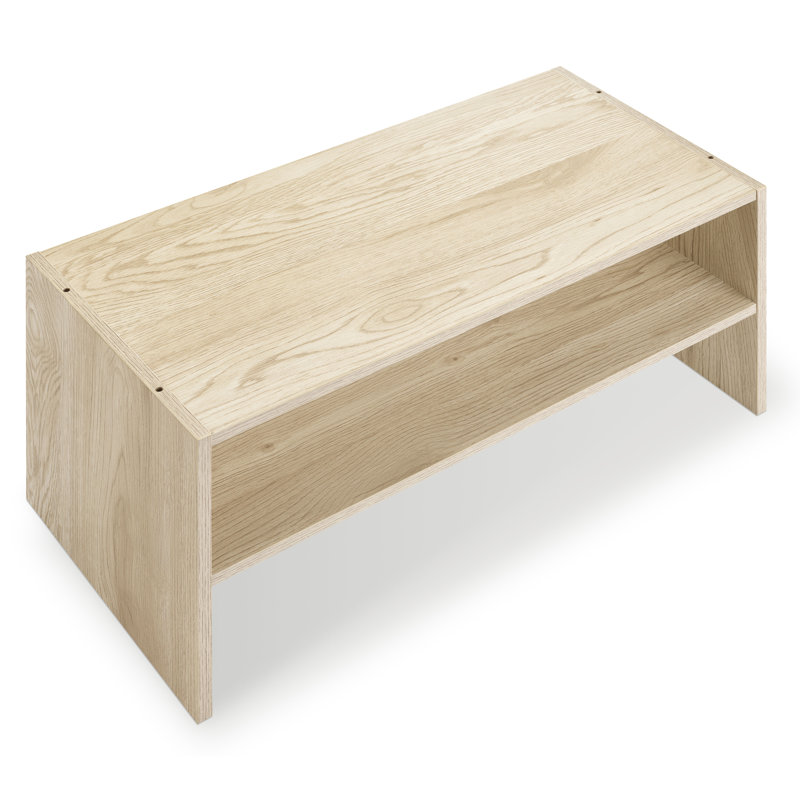 Shoe Rack Wood Stackable 2-Shelf, Light Brown