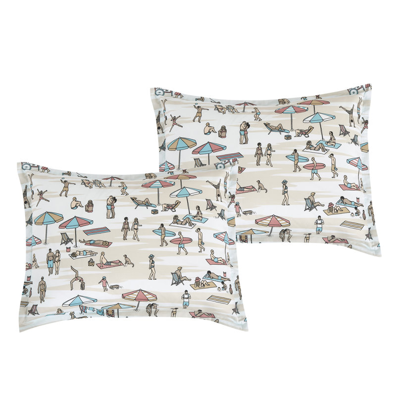 Surf Beach Scene Twin Comforter Set with Pillow Sham