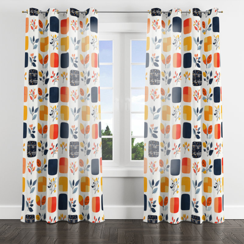 Rideaux obscurcissant Patchwork - Rideau moderne à œillets Bojerski - 1 panneau, L 52 po x L 63 po, Œillets dorés