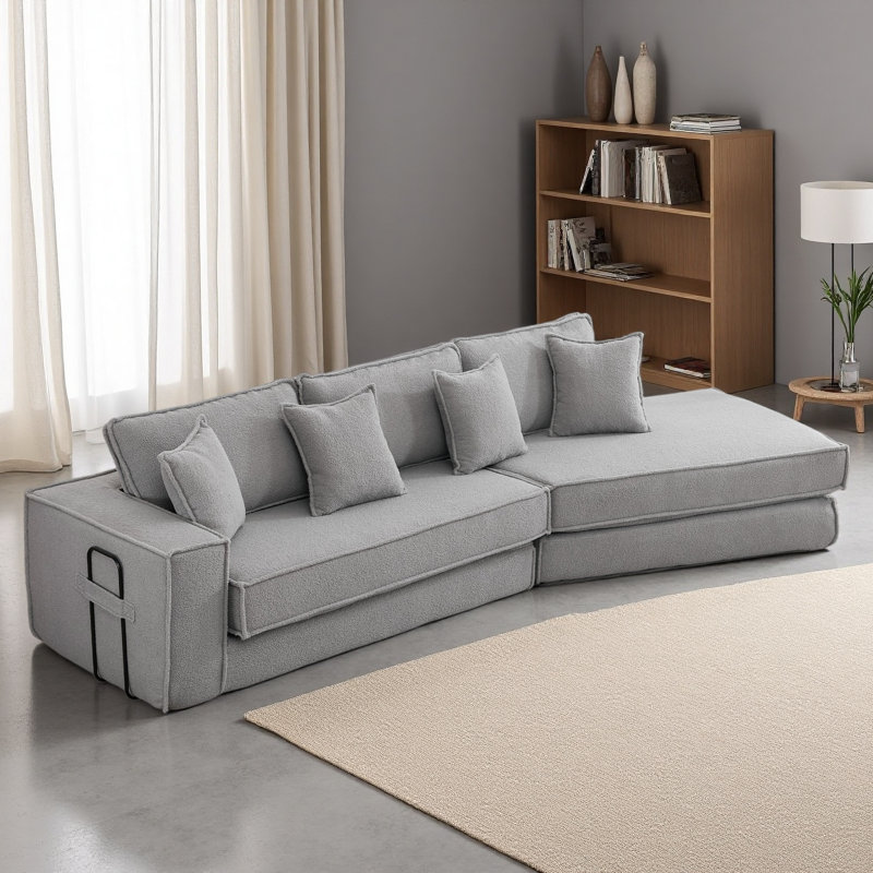 Folding Convertible Out Sleeper Sofa Bed,2-In-1, Combination Convertible Sofa,3 Seat, Upholstered,Fold Out Floor Gaming Sofa Bed , Lamb Velvet Fabric,Living Room