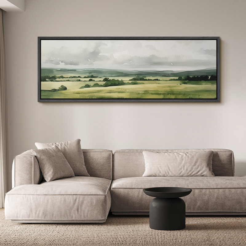 Illustration abstraite de paysage, images murales minimalistes vertes simples, impression numérique sur toile giclée sur toile