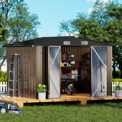 10 ft. W x 8 ft. D Metal Shed Outdoor Storage Shed,Lockable Door Tool Sheds With Sloping Roof,Steel Garden Shed With Air Vent For Backyard,Patio,Lawn,Poolside