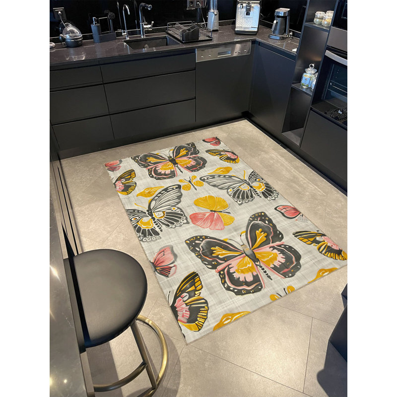 Tapis décoratif moderne jaune Paris, Rectangle 4 pi 7,12 po x 6 pi 6,74 po
