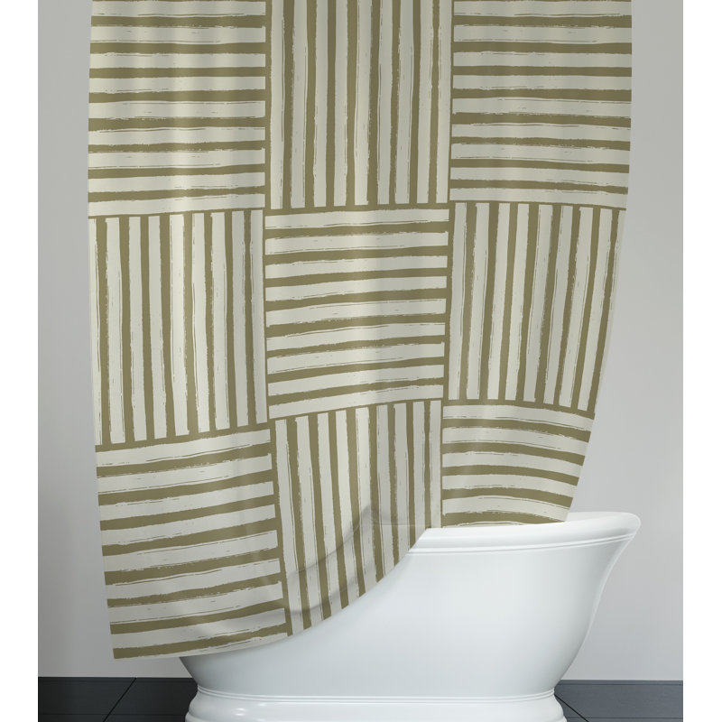 Rideau de douche à rayures Breesa, Beige, H 72 po x l 70 po