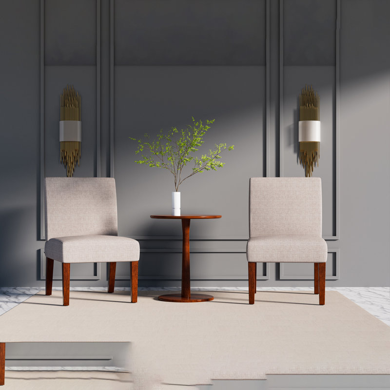 Ensemble de 2 chaises d'appoint en tissu avec table ronde en bois, fauteuil de coiffeuse décoratif pour bureau à domicile, fauteuil d'appoint en coin [Vidéo]