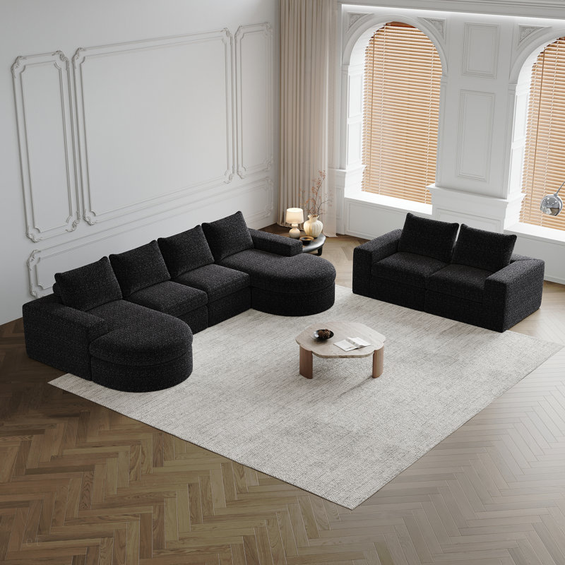 Canapé modulaire Chenille Cloud, Chenille noir