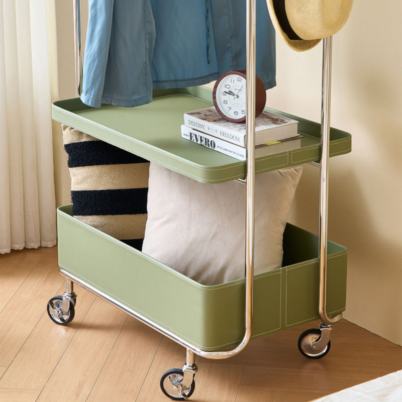 Portemanteau en acier inoxydable avec rangement en cuir, Vert