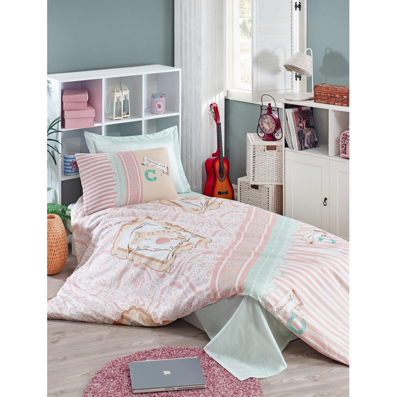 Ensemble de housse de couette Love Me Cat Mint / Beige / Pink