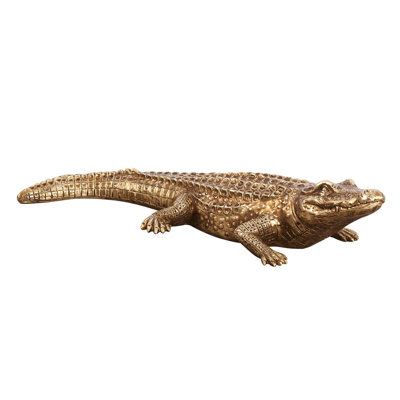 Sculpture en crocodile doré à finition laiton