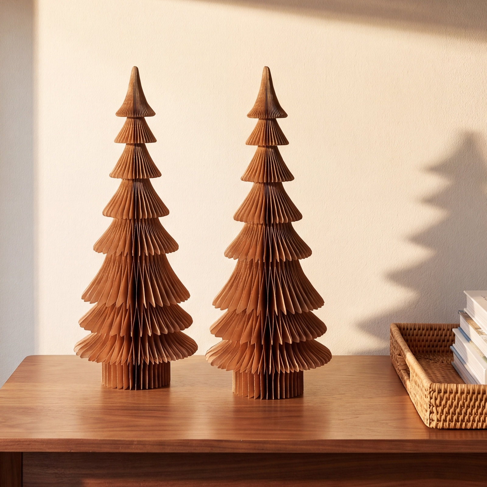 Miriam 2-Piece Paper Cone Tree Set, Gold