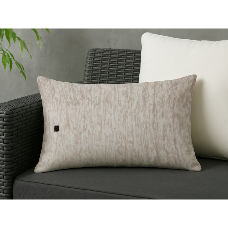 Coussin décoratif intérieur et extérieur Modern, Ivoire / beige / taupe abstrait 2, Rectangle H 20 po x l 14 po