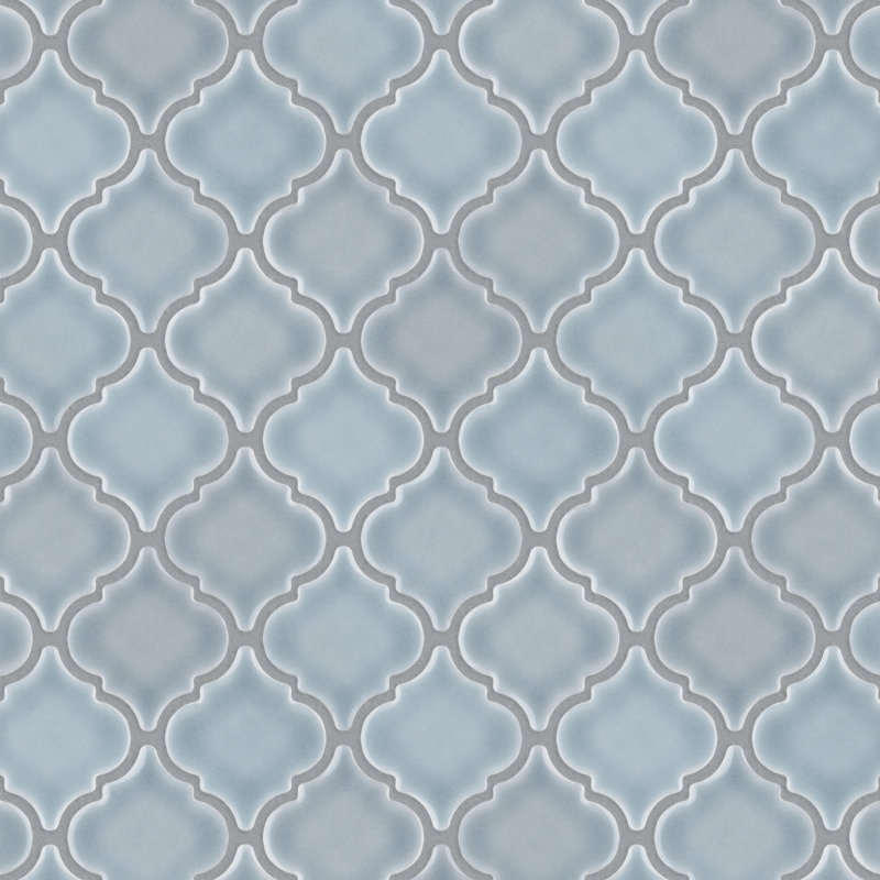 Hudson Tangier 12-3/8 " x 12-3/8 " Porcelain Mosaic Floor and Wall Tile, Gray/High Sheen