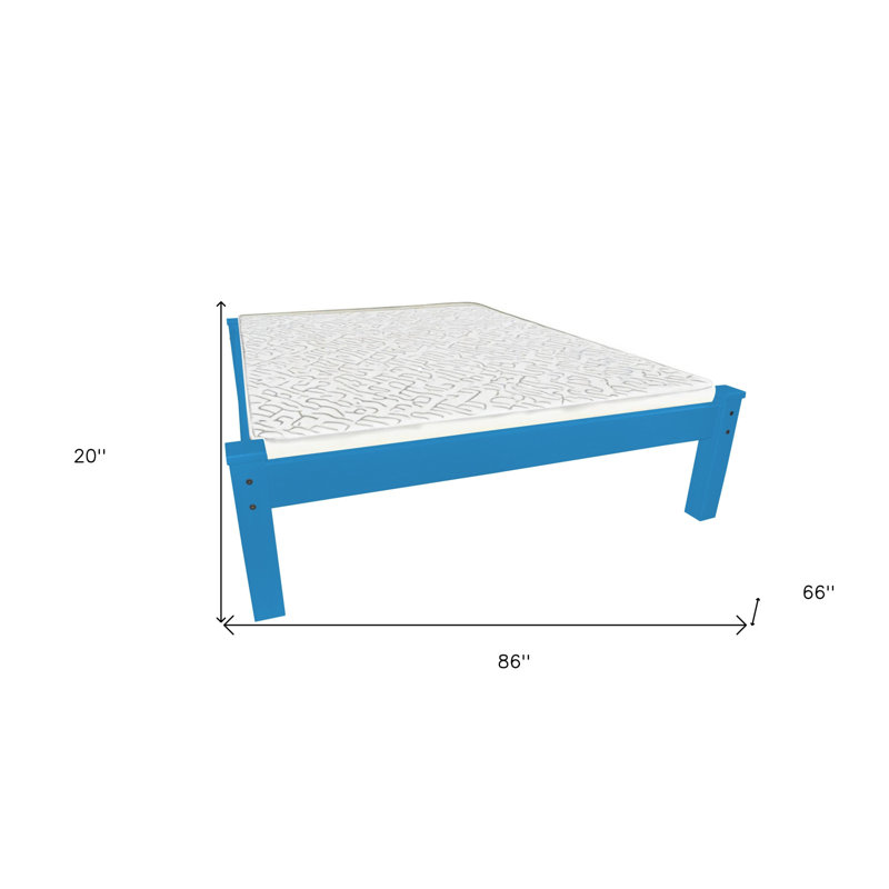 Caribbean Blue Solid Wood Queen Bed Frame