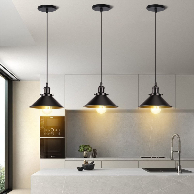 Luminaires suspendus rétro à 1 lumière avec luminaires suspendus rétro avec abat-jour en métal 10,24 po (ensemble de 3)