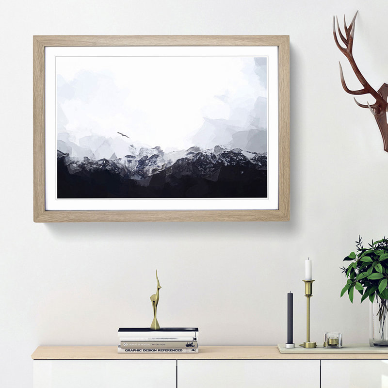 Eagle Flying over Colca Canyon - Picture Frame Graphic Art Print, 36cm H x 48cm W x 2cm D, Oak Framed