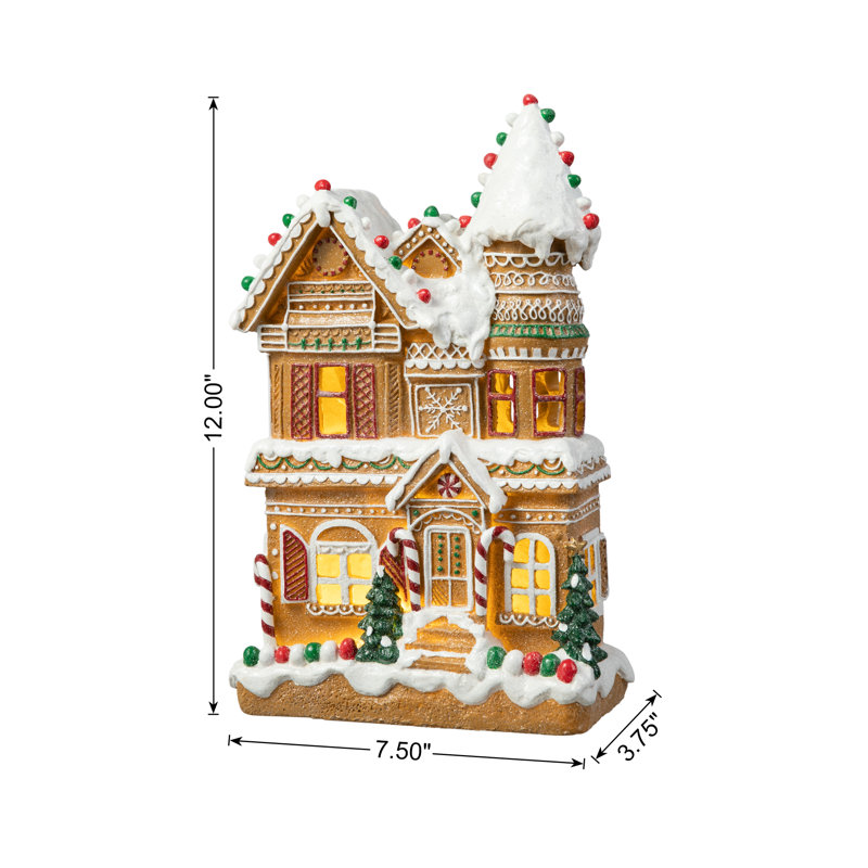 Décoration de table de Noël en pain d'épice éclairée en résine 12 "avec minuterie