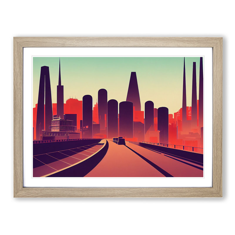 City Skyline Vol.6 - Framed Print, 46cm H x 64cm W x 2cm D, Oak Framed