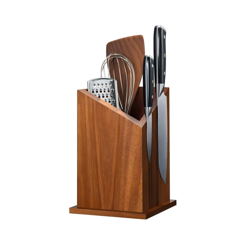 Porte-couteaux magnétique, bloc à couteaux double face en bois d'acacia