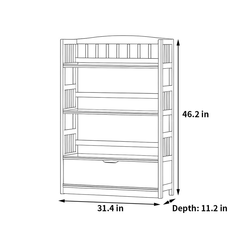 Bibliothèque pratique et de haute qualité, (3 tablettes) H 46,2 po x l 31,4 po x P 11,2 po, Vert