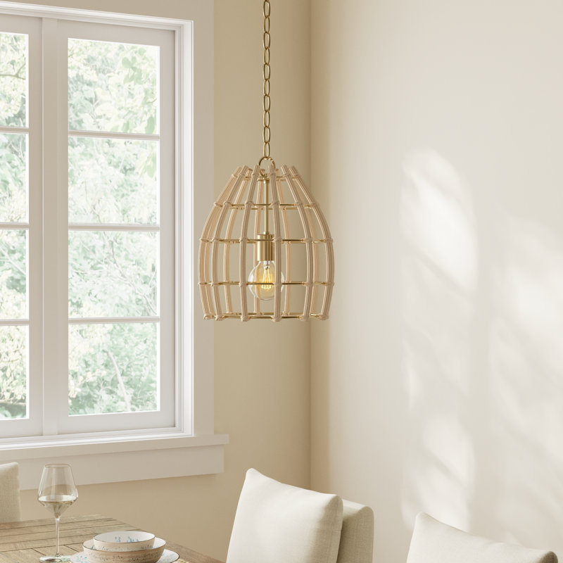 Almita 4 - Light Matte Brass Pendant, 12" W X 14.5" H