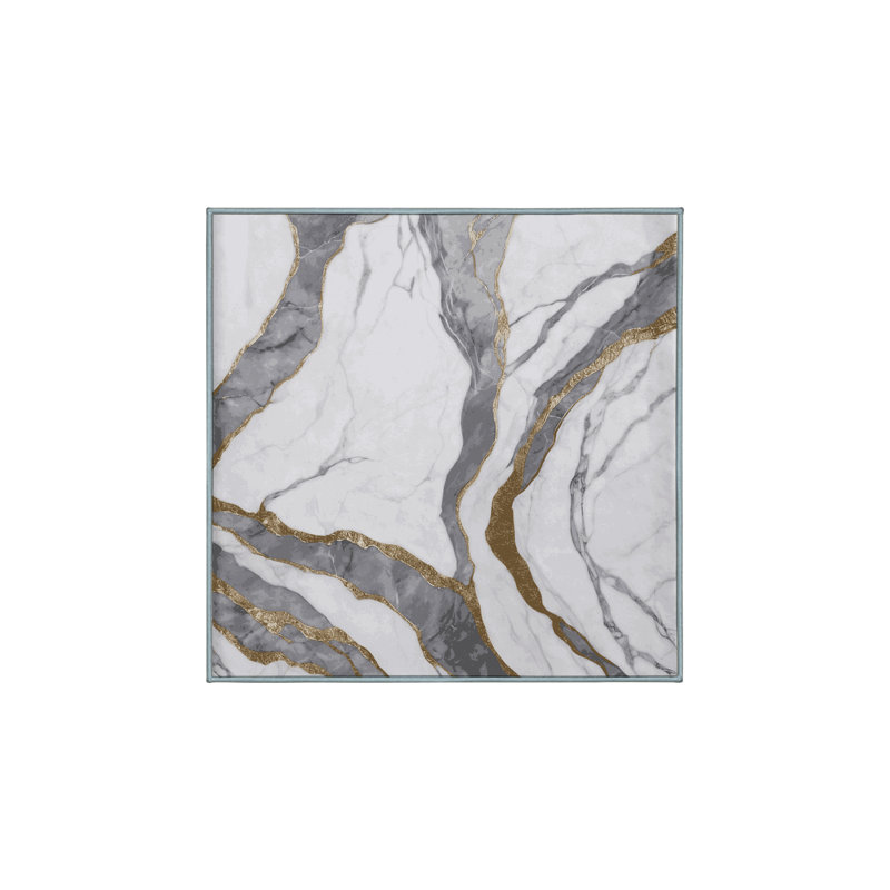 Tapis bleu soyeux et moelleux, Carré 3 pi