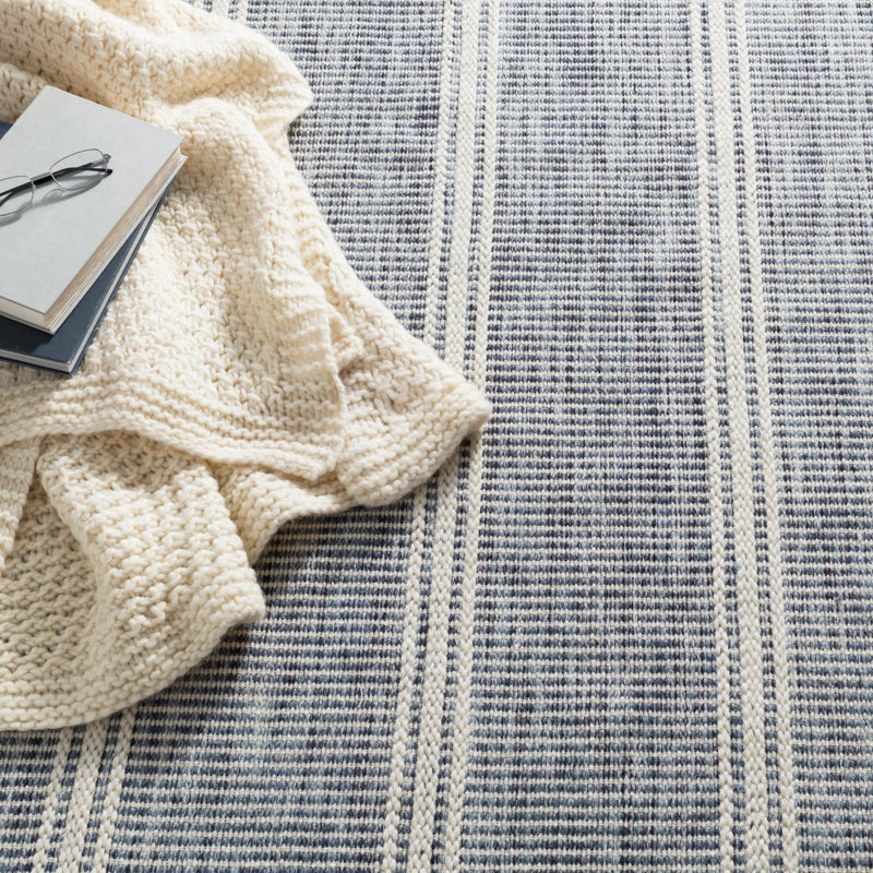 Malta Handwoven Wool Rug, Rectangle 8'6" x 11'6", Blue