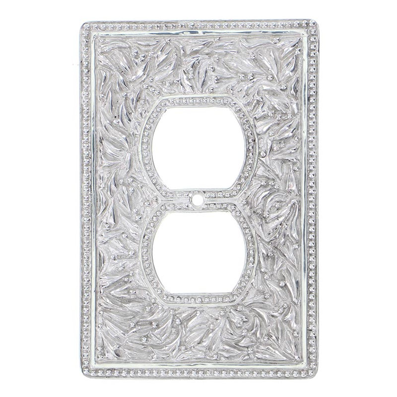 San Michele 1-Gang Duplex Outlet Wall Plate, Polished Silver