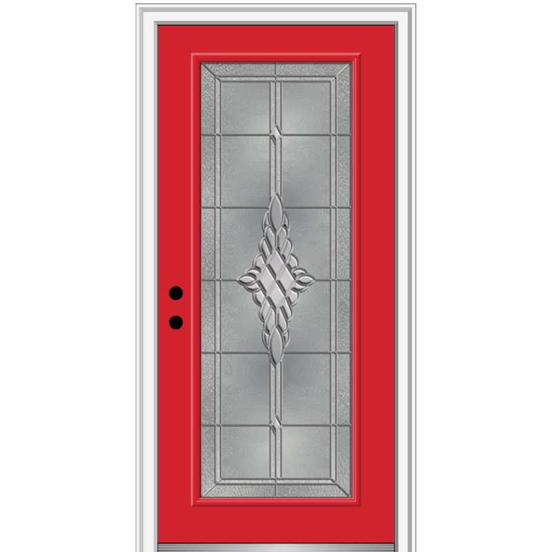 Porte d'entrée pré-montée en fibre de verre Grace, H 80 po x l 36 po x P 1,75 po, Vert chasseur / blanc brillant