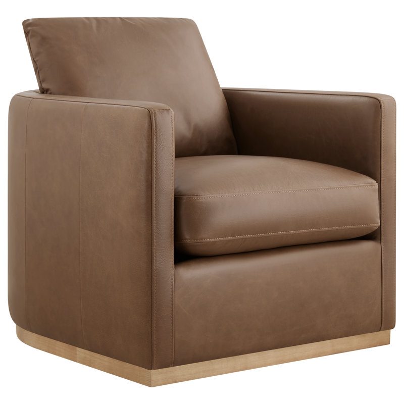 Bobbi Genuine Leather Swivel Armchair, Marseille Camel Top Grain Leather