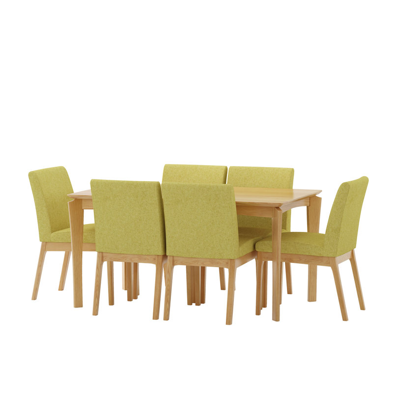 Jerwin 6 - Person Four Leg Dining Set, Green Tea, Natural Oak